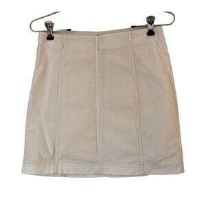 Free People Womens Mini Skirt 6 Corduroy Short Creamy White Ivory Coquette
